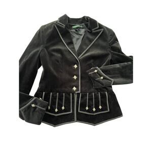 Lauren Ralph Lauren women’s jacket velvet size 4 whimsigoth studded blazer